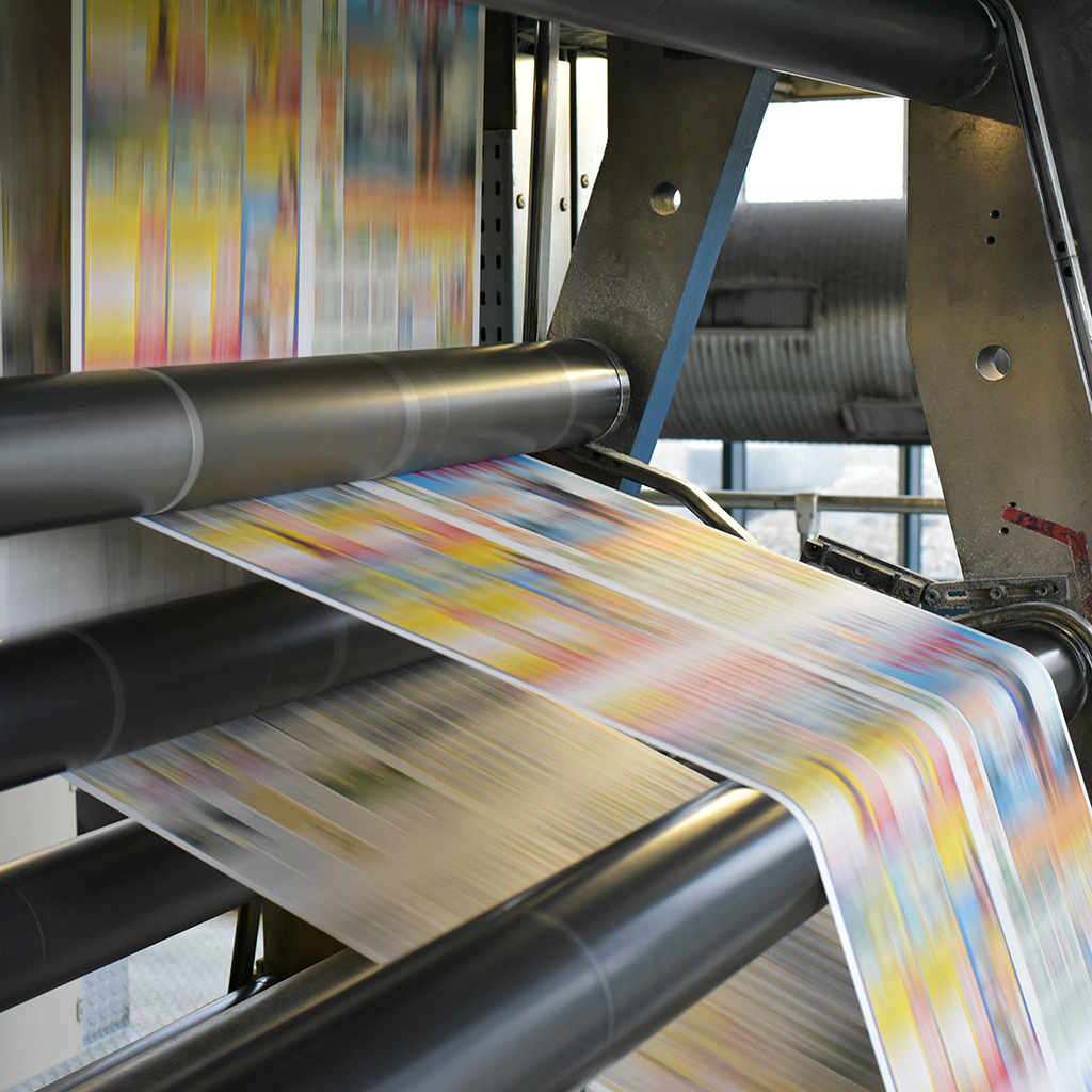 roll offset print machine in a large print shop for production o